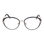 Emilio Pucci Blue Women Glasses Frame with round metal full-rim design, size 54-17-140, includes branded case, no spring hinge.