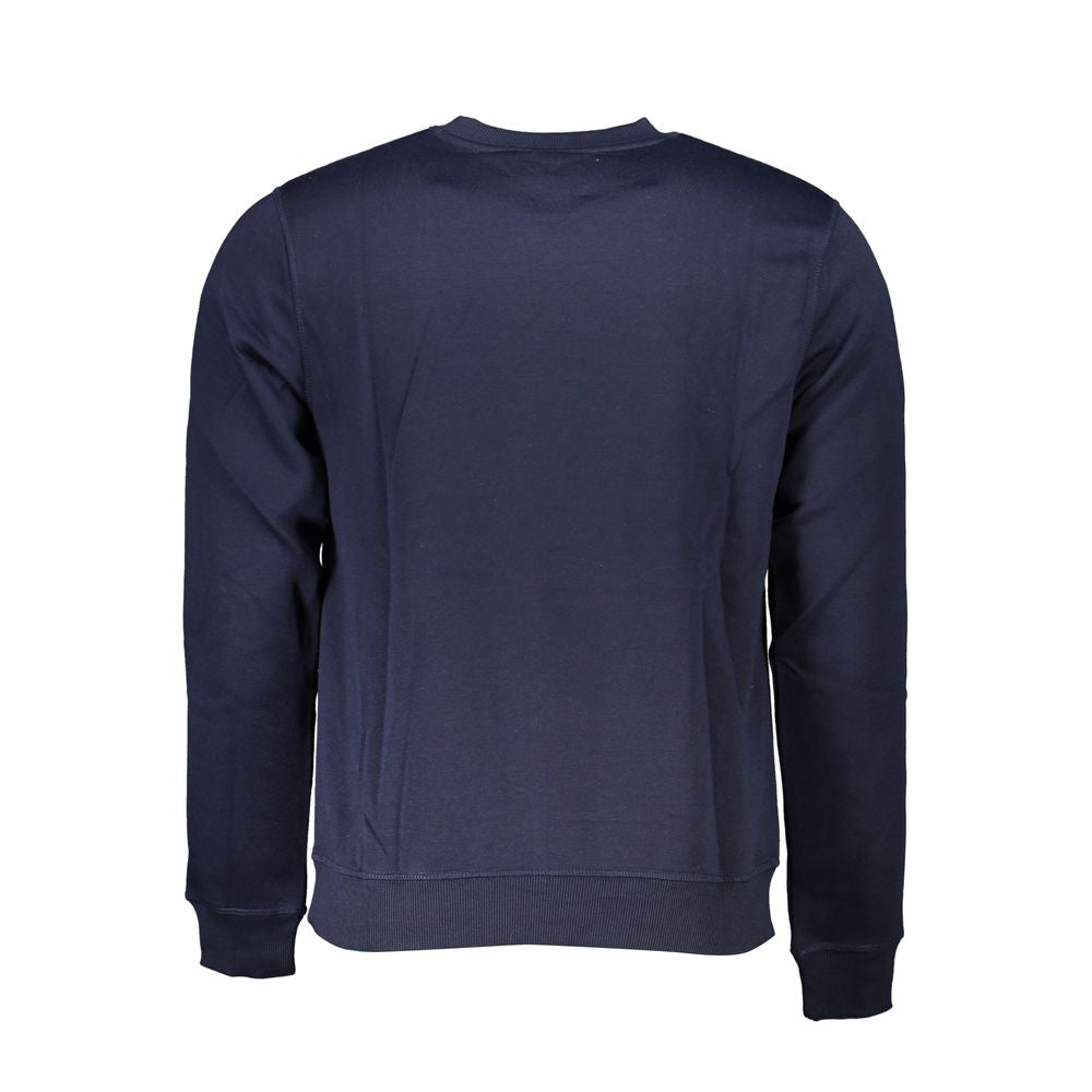 Back view of Gianmarco Venturi Blue Cotton Sweatshirt, long sleeve, fleece, crew neck, with logo embroidery.