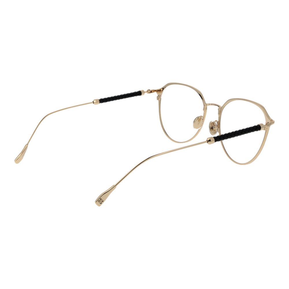Gold metal panto-style glasses with round lenses and black temples