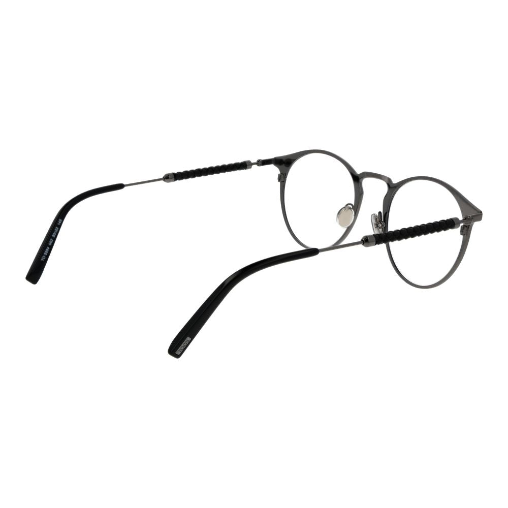 Alt Tag: Tod's Black Metal Glasses (Frames) for men in full-rim panto style with black metal frames and demo plastic lenses.