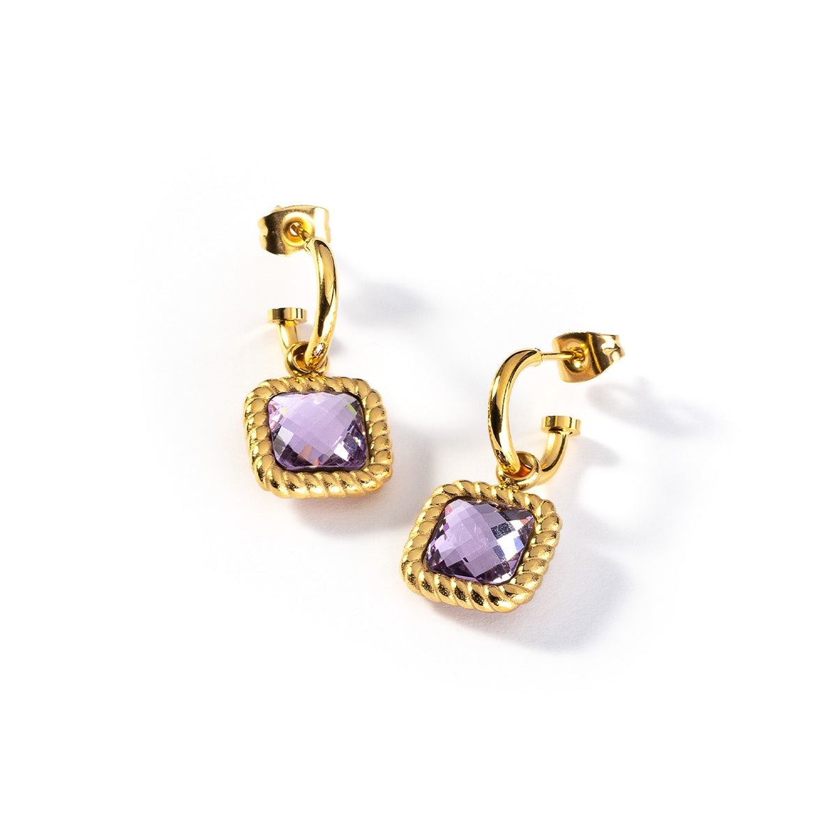 AN JEWELS JEWELRY Mod. AL.EMW07GVI gold earrings with purple gemstone