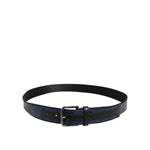 Dolce & Gabbana Black Blue DG Logo Silver Metal Buckle Belt BEL9600-95