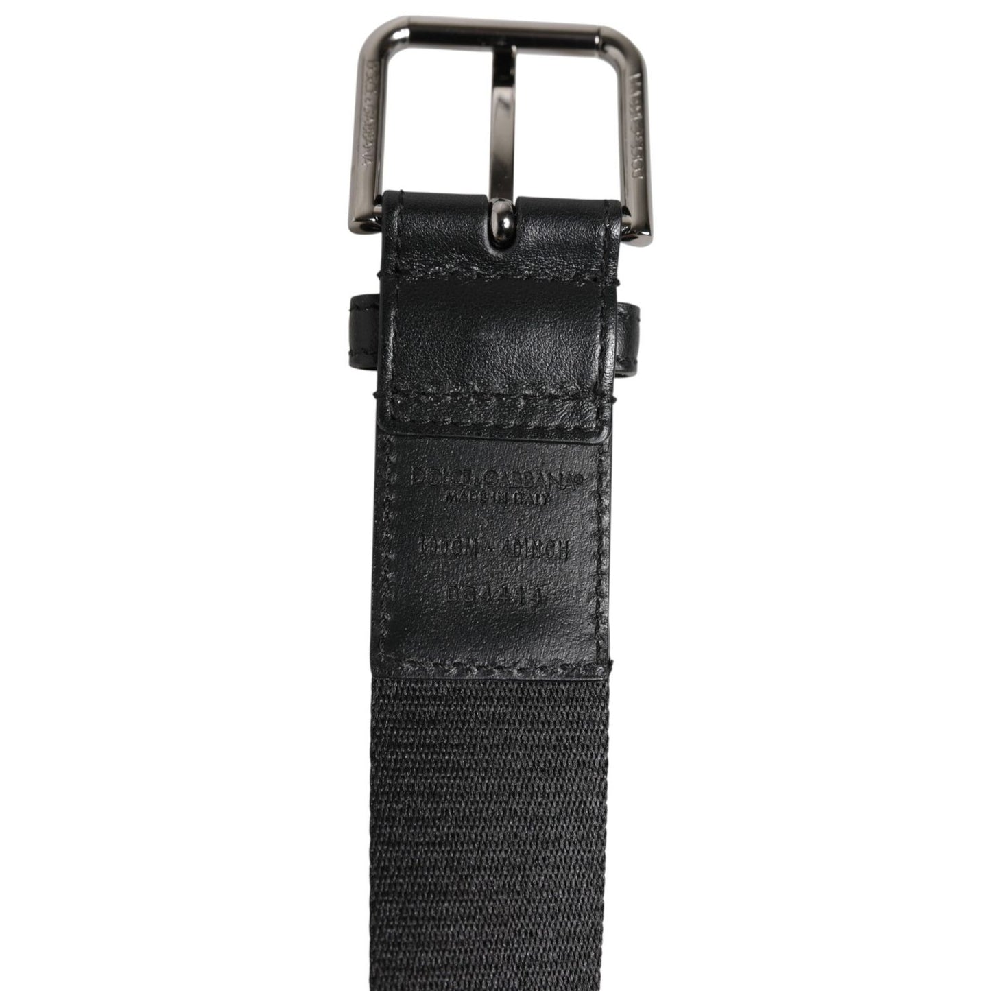 Dolce & Gabbana Black Blue DG Logo Silver Metal Buckle Belt BEL9600-95