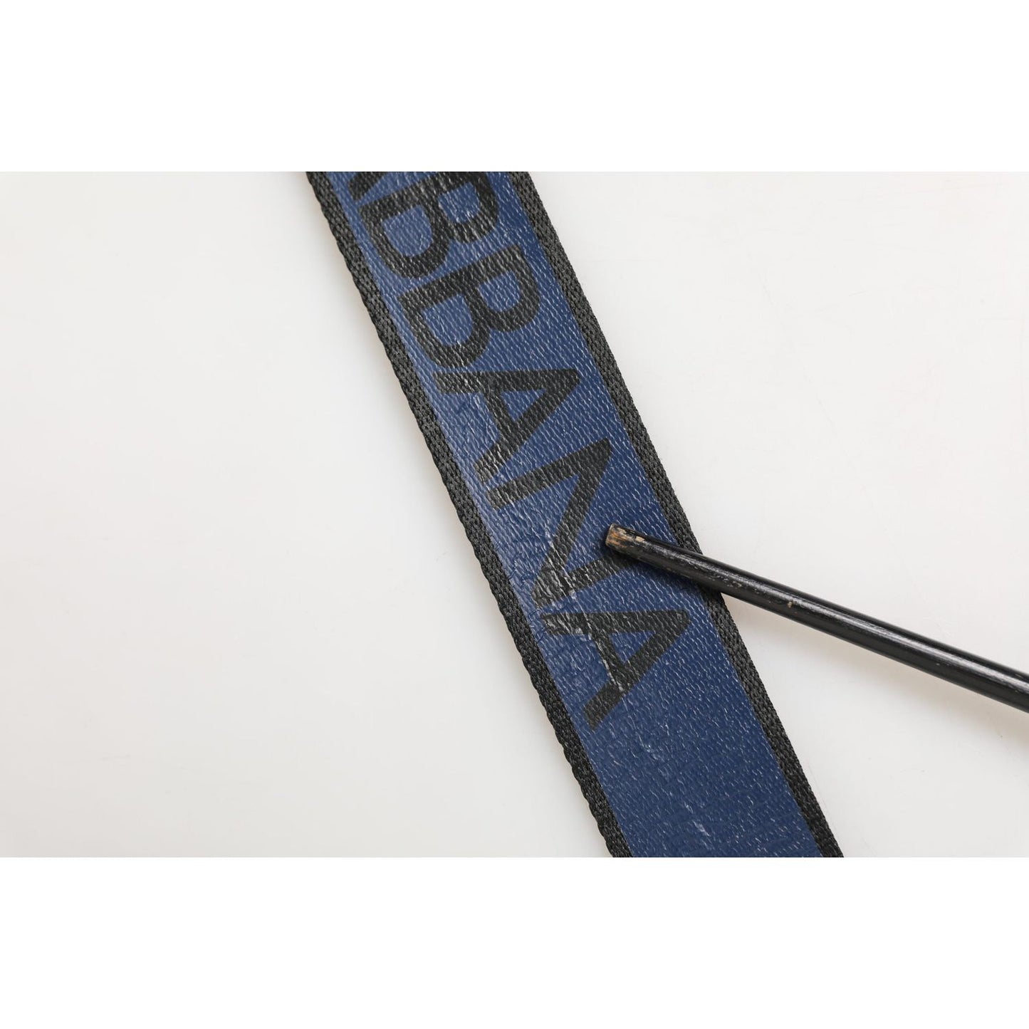 Dolce & Gabbana Black Blue DG Logo Silver Metal Buckle Belt BEL9600-95