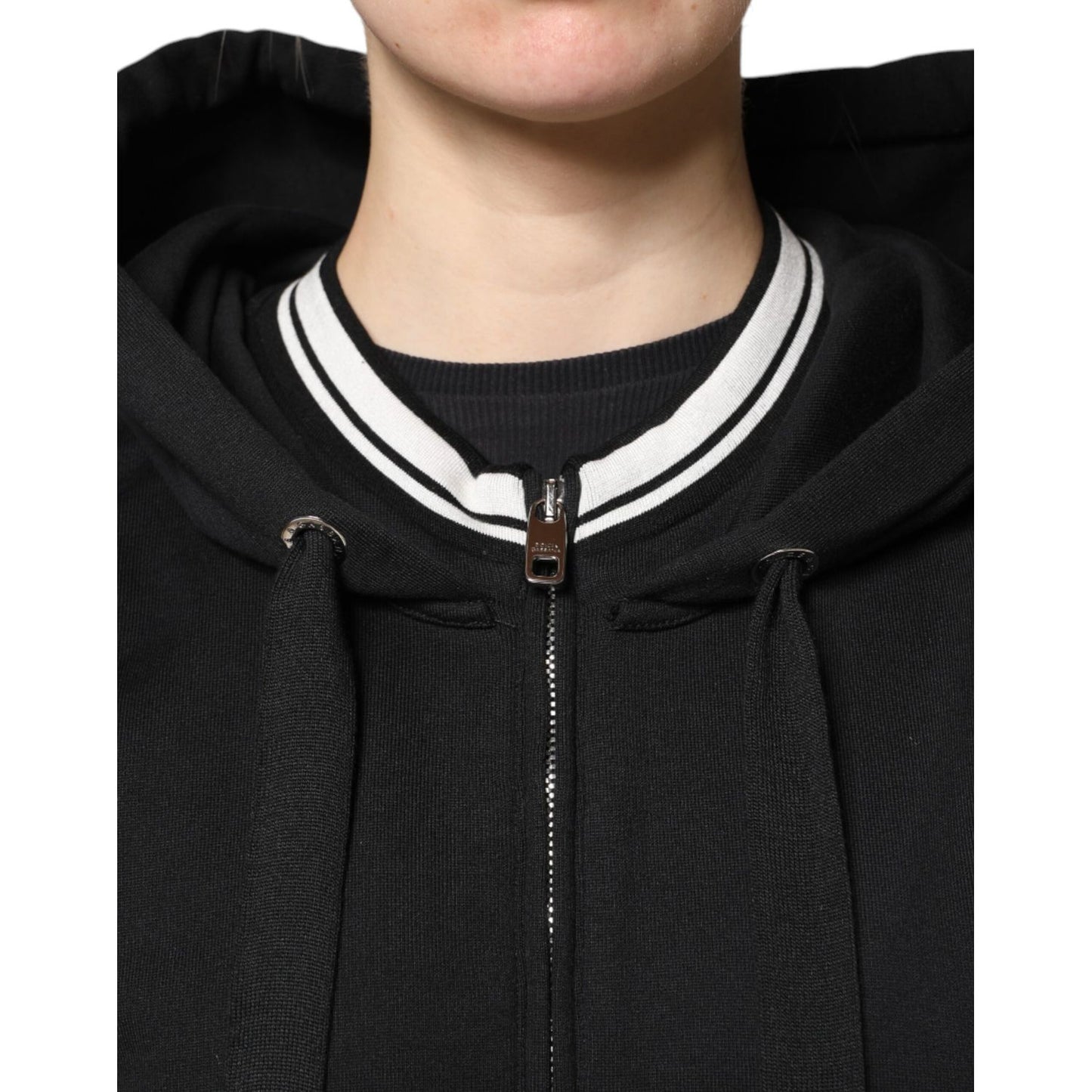 Dolce & Gabbana Black Cotton Hooded Full Zip Sweatshirt Sweater