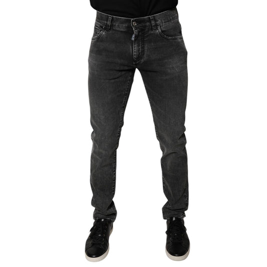 Dolce & Gabbana Black Logo Cotton Stretch Skinny Denim Pants