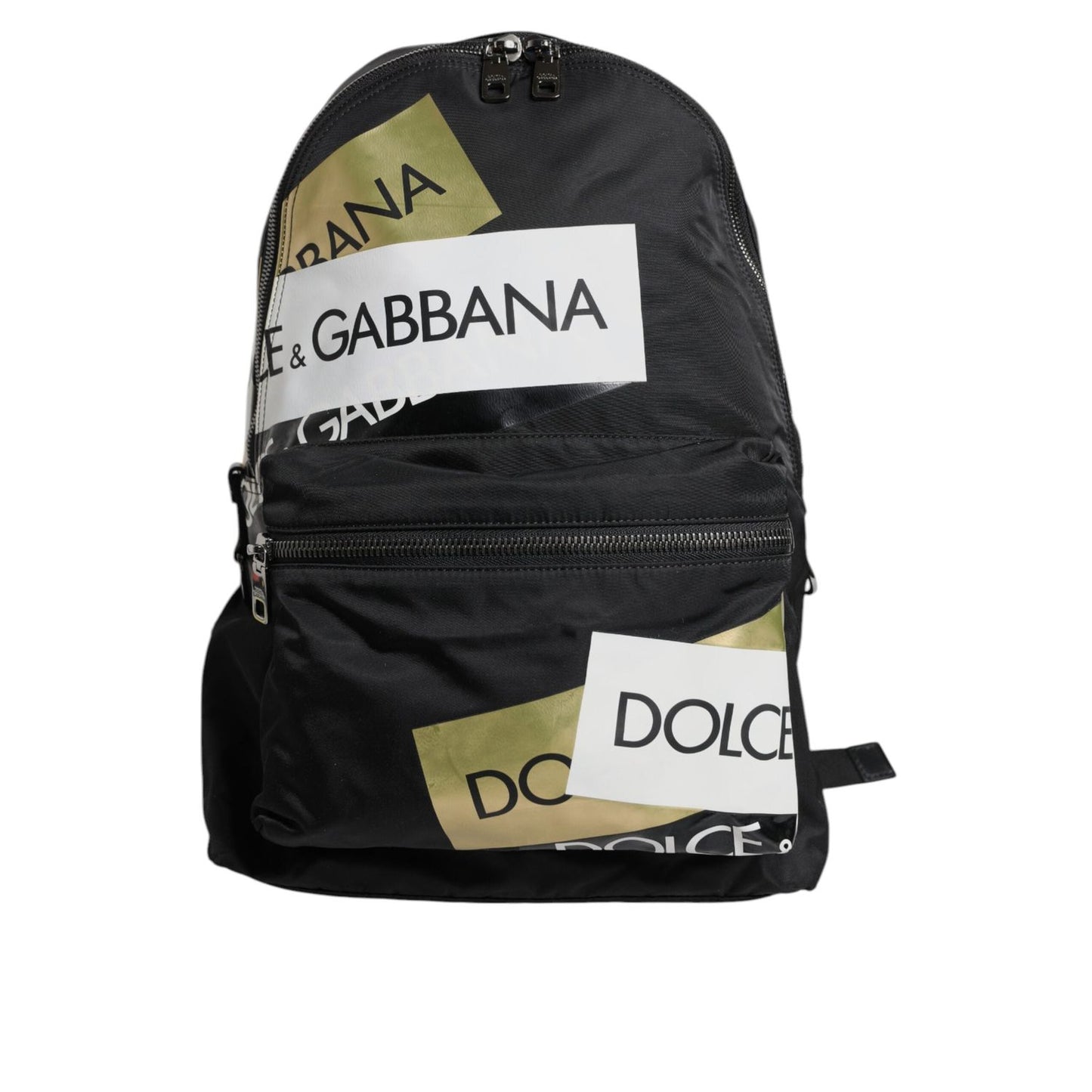 Dolce & Gabbana Black Logo Tape Polyamide School Travel Backpack Men Bag BAG4676