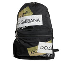 Dolce & Gabbana Black Logo Tape Polyamide School Travel Backpack Men Bag BAG4676
