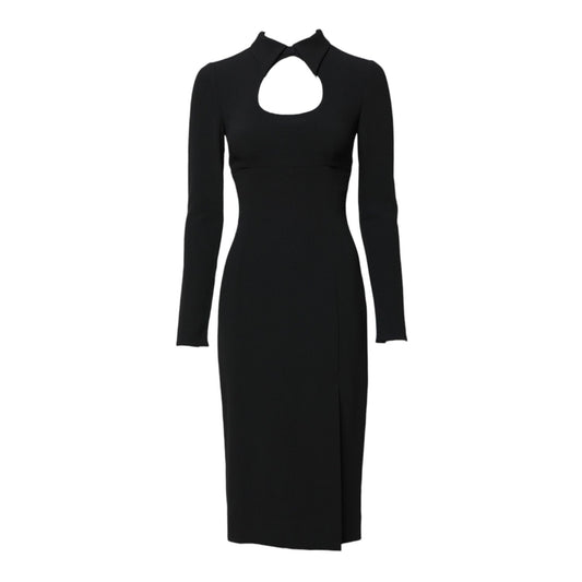 Dolce & Gabbana Black Long Sleeves Bodycon Sheath Midi Dress