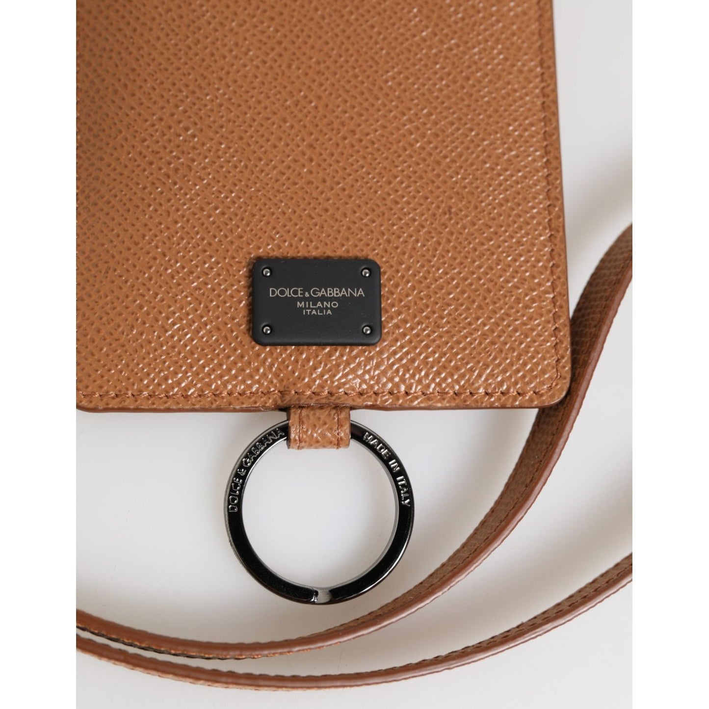 Dolce & Gabbana Dark Brown Leather Lanyard Logo Card Holder Men Wallet SMY11039