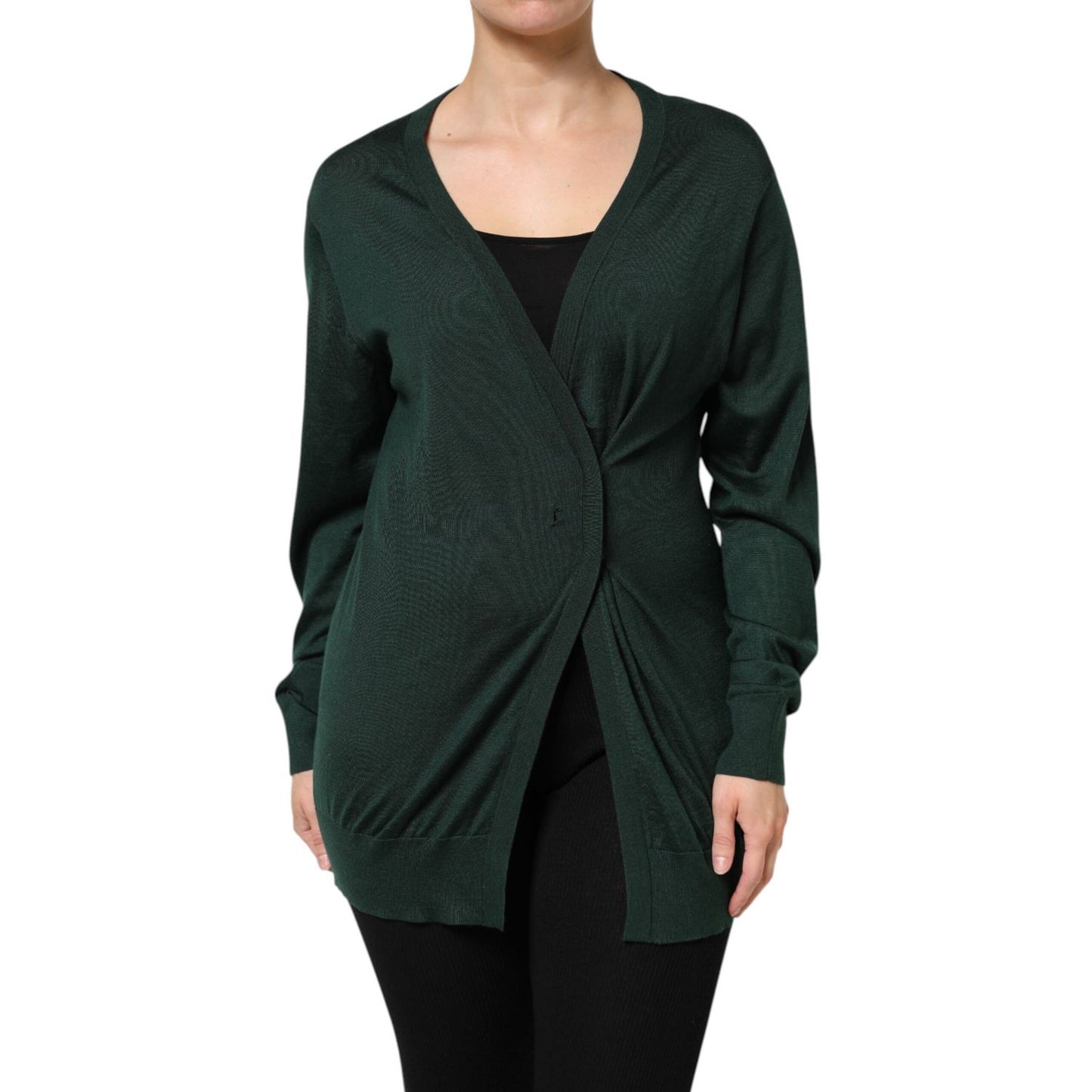 Dolce & Gabbana Dark Green Cashmere Silk Cardigan Sweater