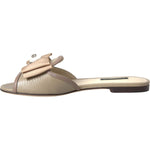 Dolce & Gabbana Beige Logo Pearl Flats Sandals Slides Shoes LA10971-35