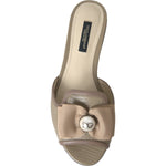Dolce & Gabbana Beige Logo Pearl Flats Sandals Slides Shoes LA10971-35