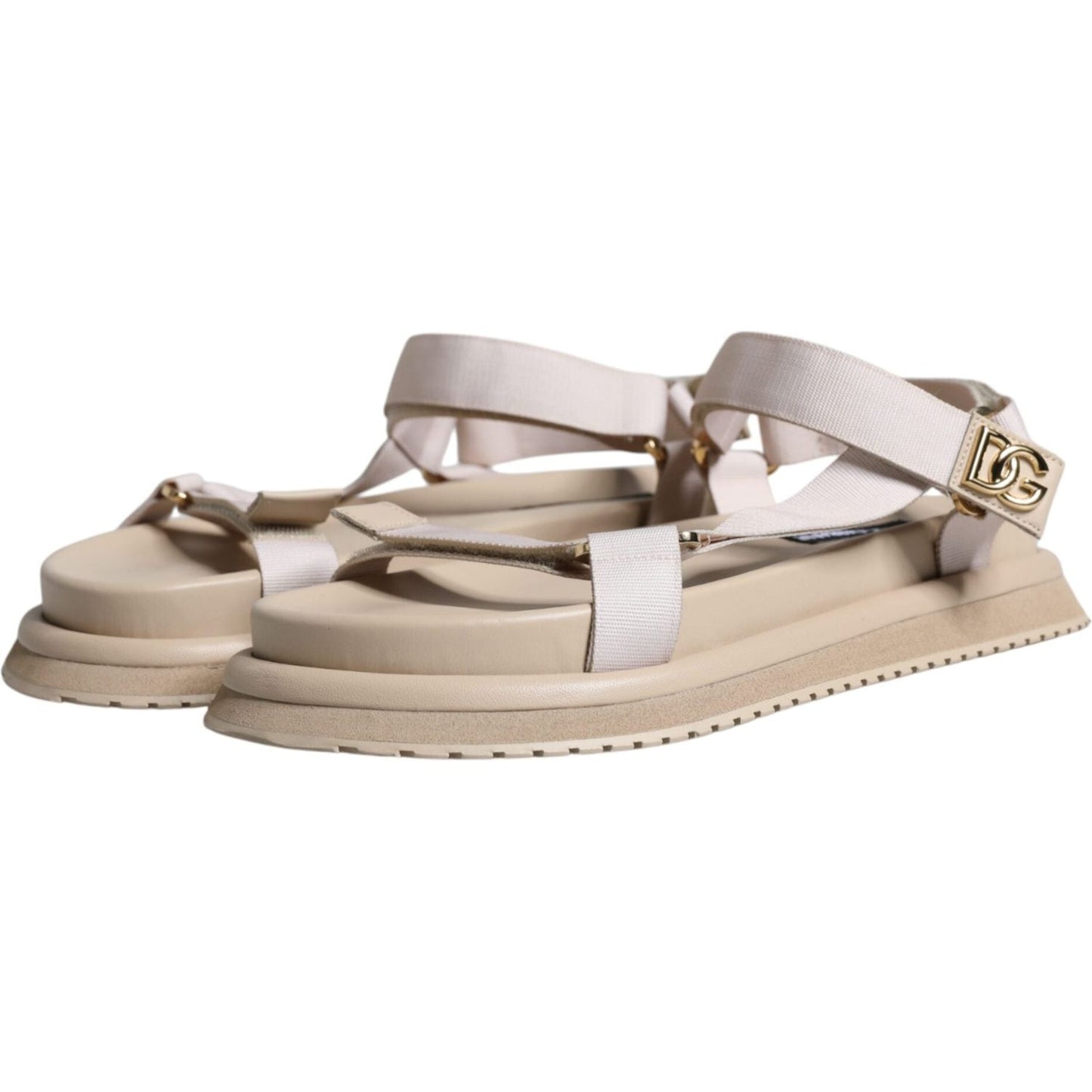 Dolce & Gabbana Beige Nappa Devotion Strap Men Sandals Shoes MV6327-44