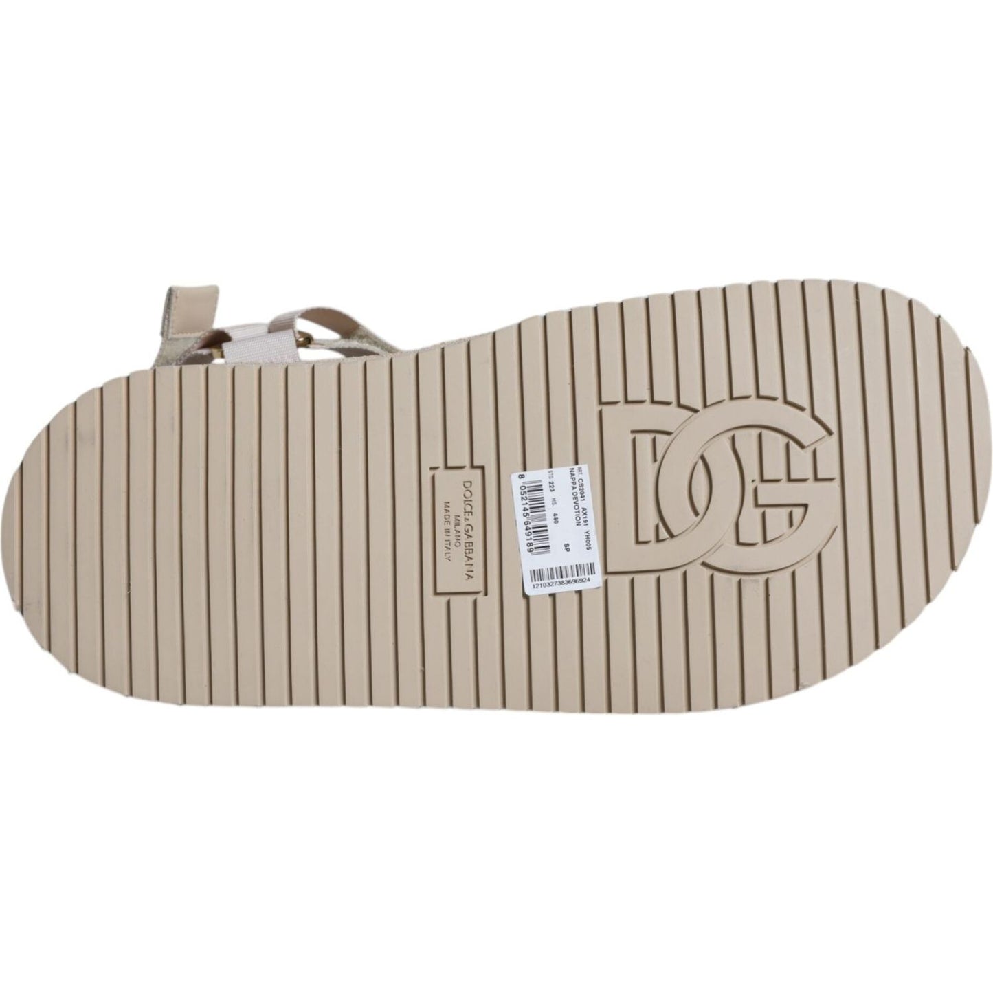 Dolce & Gabbana Beige Nappa Devotion Strap Men Sandals Shoes MV6327-44