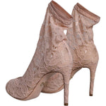 Dolce & Gabbana Beige Stretch Taormina Lace Boots Shoes LA11593-36