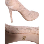 Dolce & Gabbana Beige Stretch Taormina Lace Boots Shoes LA11593-36
