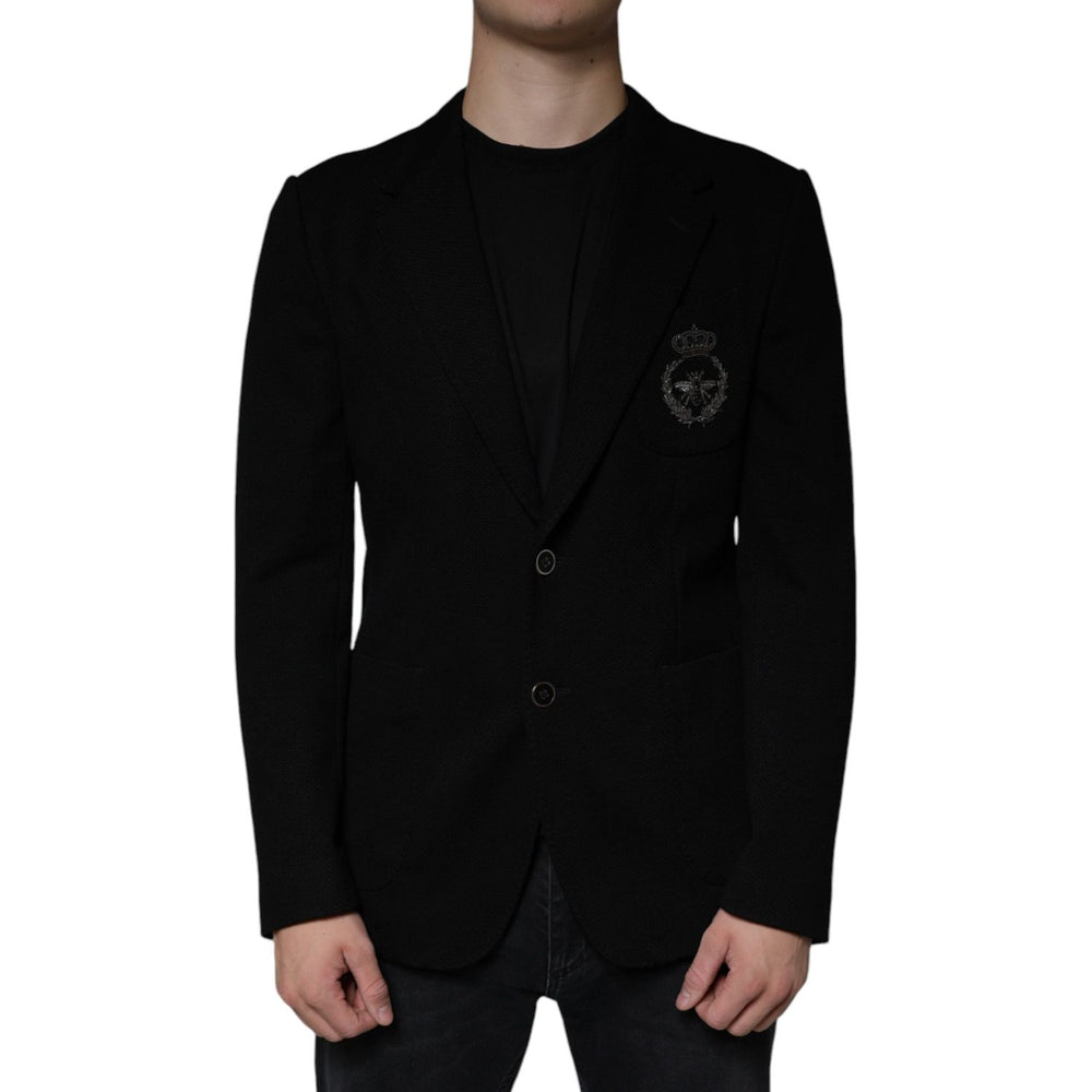 Dolce & Gabbana Black Crown Bee Single Breasted Coat Blazer JKT41243-50