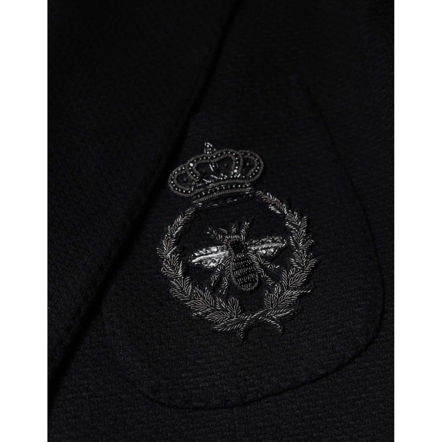 Dolce & Gabbana Black Crown Bee Single Breasted Coat Blazer JKT41243-50