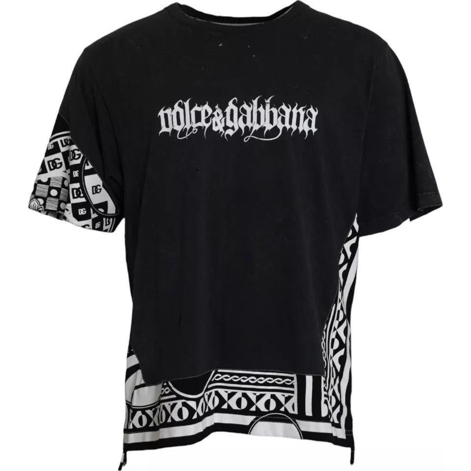 Dolce & Gabbana Black Graphic Printed Cotton Short Sleeves T-shirt TSH86448-52