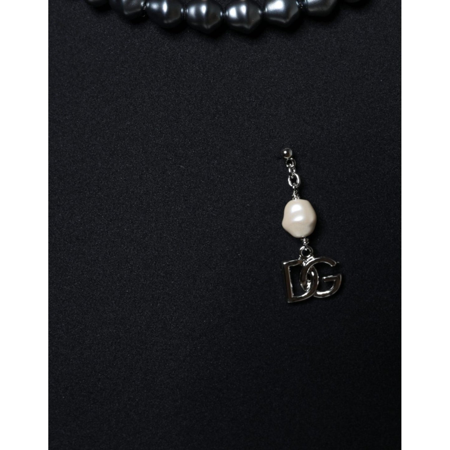 Dolce & Gabbana Black Polyester Necklace Embellished T-shirt TSH86644-48