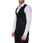 Dolce & Gabbana Black Wool Waistcoat Dress Formal Vest TSH5902-46
