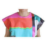 Dolce & Gabbana Multicolor Print Blouse Cotton Tank TV Print T-shirt with color fade on collar