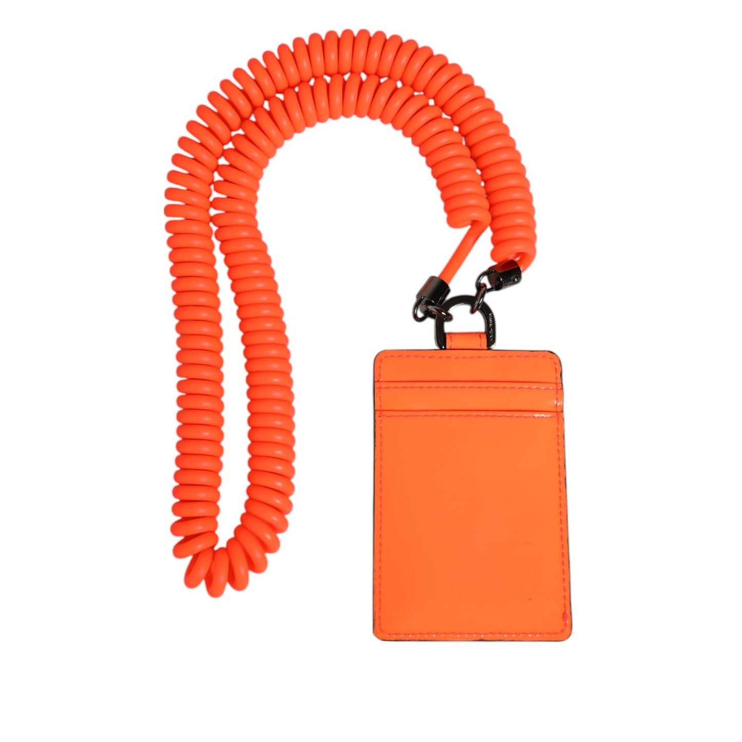 Dolce & Gabbana Orange Leather Logo Embossed Lanyard Card Holder Wallet SMY11304