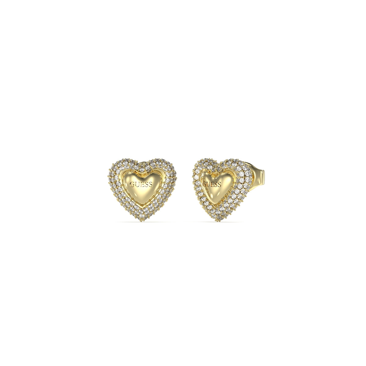 GUESS JEWELS JEWELRY Mod. JUBE05020JWYGT-U gold heart-shaped earrings with crystal details