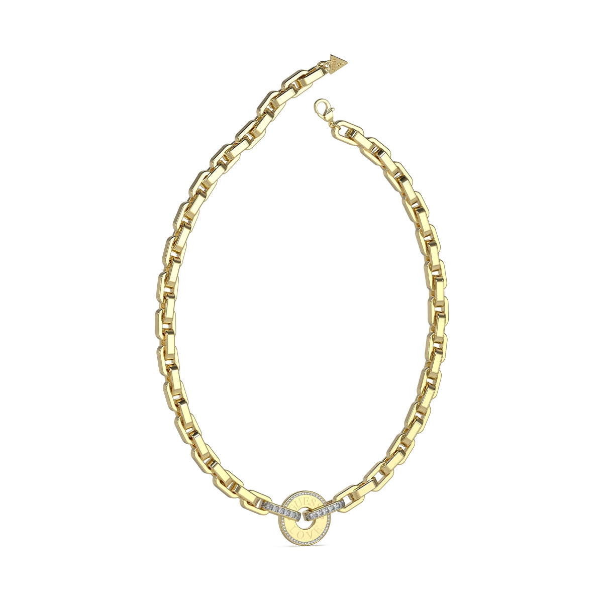 Alt Tag: GUESS JEWELS JEWELRY Mod. JUBN04074JWYGT-U gold chain necklace with circular pendant