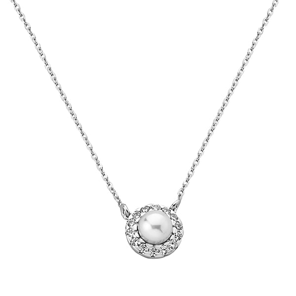 MAJORICA JEWELRY Mod. 15254.01.2.000.010.1 pearl necklace with crystal halo
