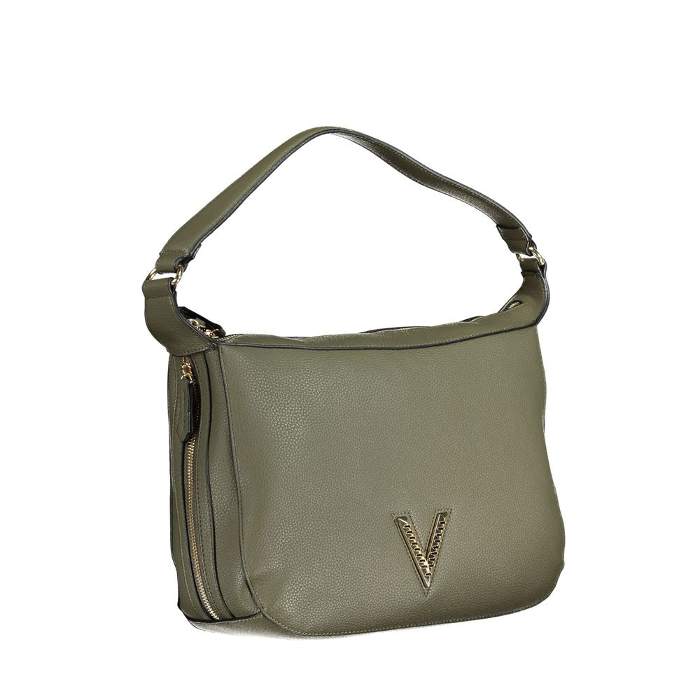 Mario Valentino Green Polyethylene Handbag with removable handle and adjustable strap, featuring logo and multiple compartments.