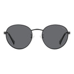 Unisex sunglasses POLAROID MOD. PLD 2144_G_S_X with round black frames and dark lenses.