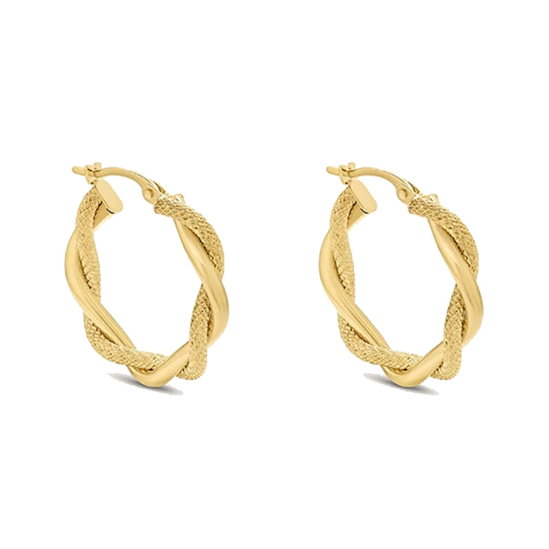 STROILI Mod. 1429443 gold twist hoop earrings with textured design