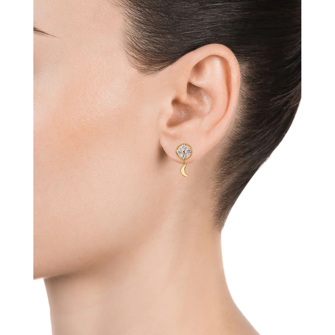 VICEROY JEWELS Mod. 13140E100-30 Lady Earrings in Silver 925° with Calendar and Quartz Movement, shown on a model's ear