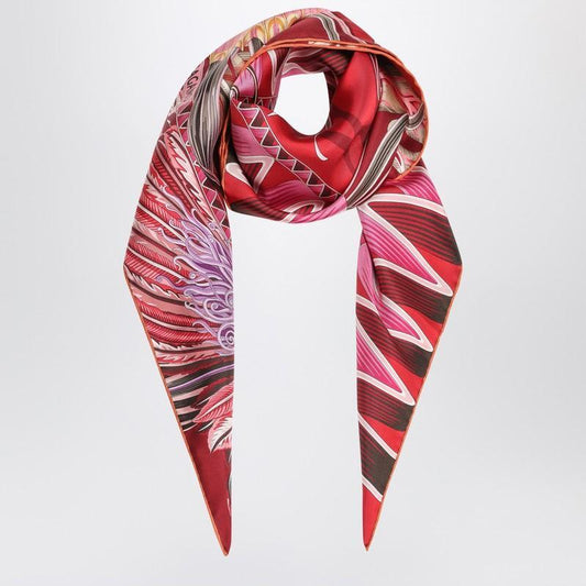 Ferragamo Red/Bordeaux silk scarf with Giada print