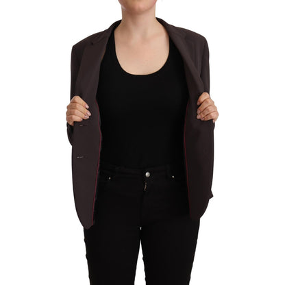F.IT Brown Long Sleeve Single Breasted Women Jacket Blazer