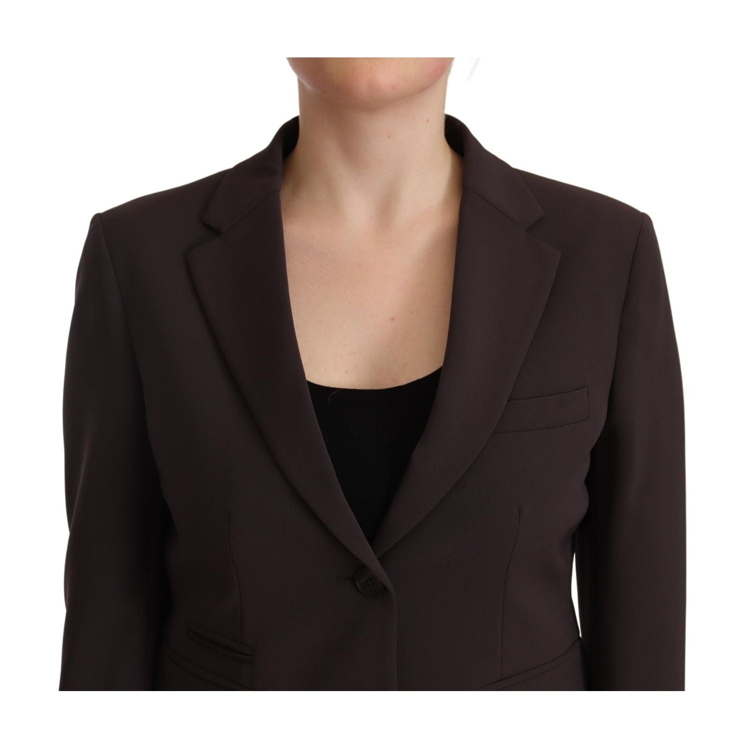F.IT Brown Long Sleeve Single Breasted Women Jacket Blazer