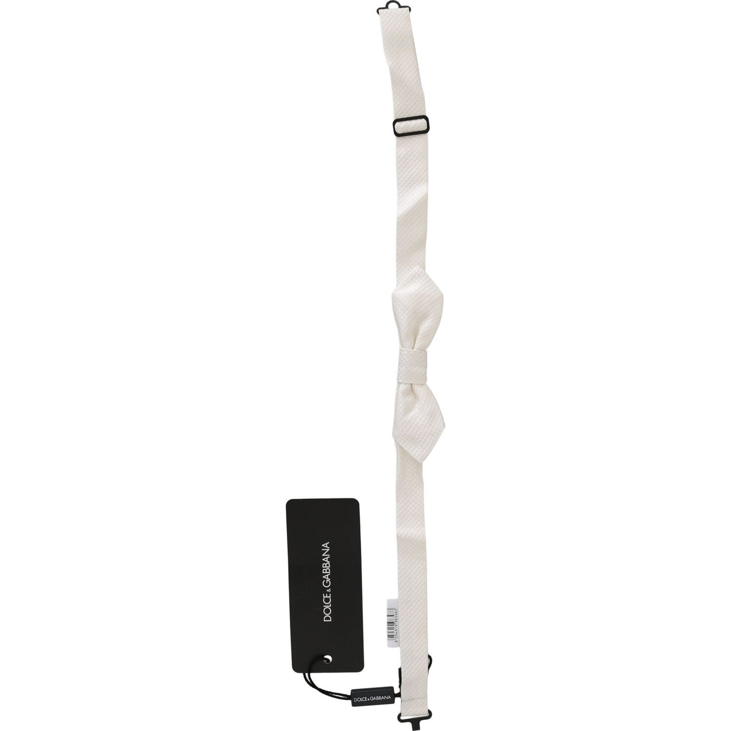 Dolce & Gabbana White 100% Silk Slim Adjustable Neck Papillon Men Tie
