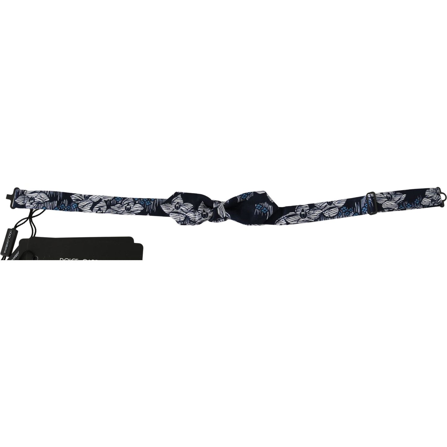Dolce & Gabbana Navy Blue Floral Slim Adjustable Neck Papillon Men Bow Tie Bow Tie