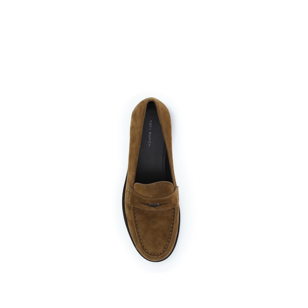 Tory Burch Beige Calf Leather Bos Taurus Slip-On Loafers