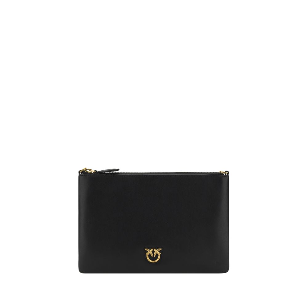 PINKO Black Calf Leather Bos Taurus Shoulder Bag