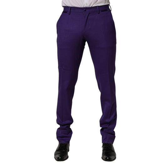 Dolce & Gabbana Purple Wool Skinny Dress Men Trouser Pants