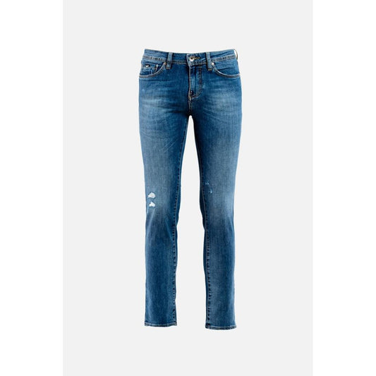 Gas Blue Cotton Slim Fit Jeans