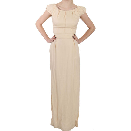Dolce & Gabbana Beige Silk Column Cap Sleeve Gown Dress DR1683-40