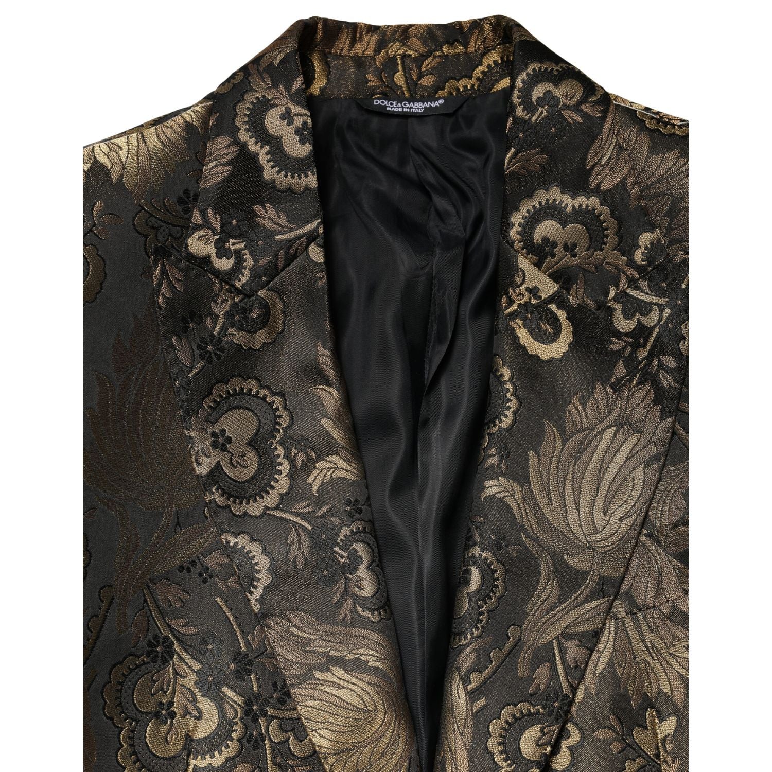 Dolce & Gabbana Gold Jacquard Single Breasted Tuxedo Blazer