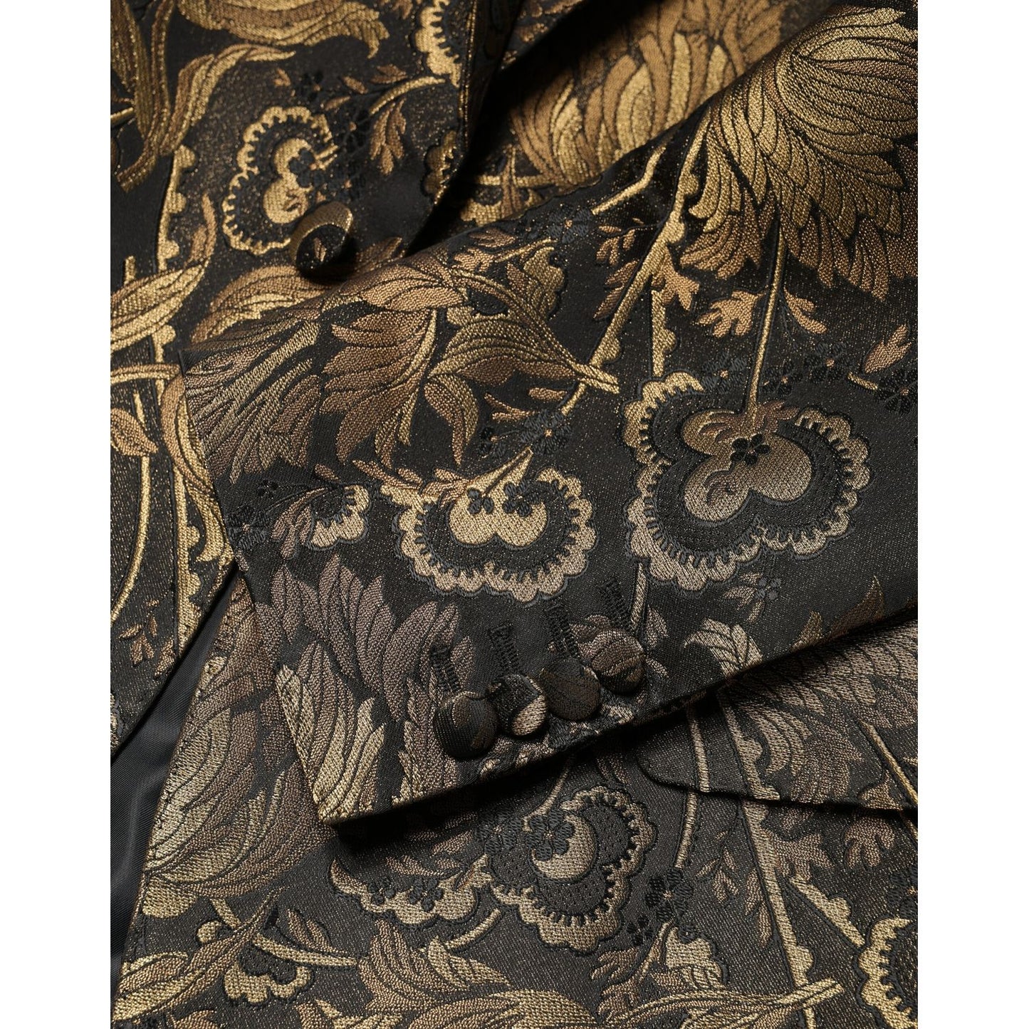 Dolce & Gabbana Gold Jacquard Single Breasted Tuxedo Blazer
