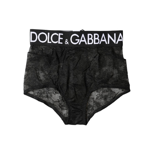 Dolce & Gabbana Black Logo Girdle High Waist Panty Underwear