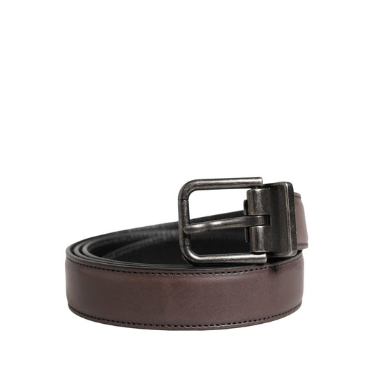Dolce & Gabbana Men Brown Classic Leather Metal Buckle Belt