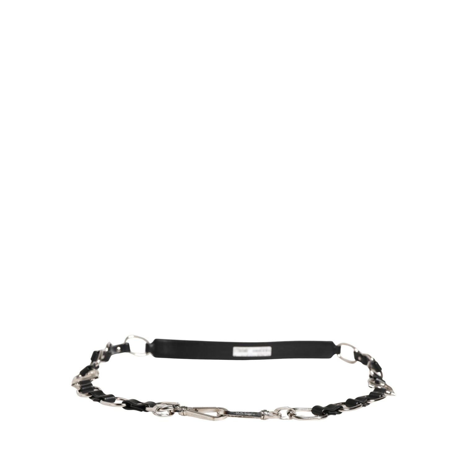 Dolce & Gabbana Black Leather Silver Chain Bag Accessory Shoulder Strap